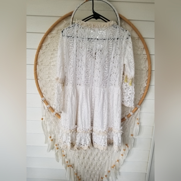 Boho Lacey Eyelet Dress Size Small Fits Small & Medium Best - Picture 5 of 5